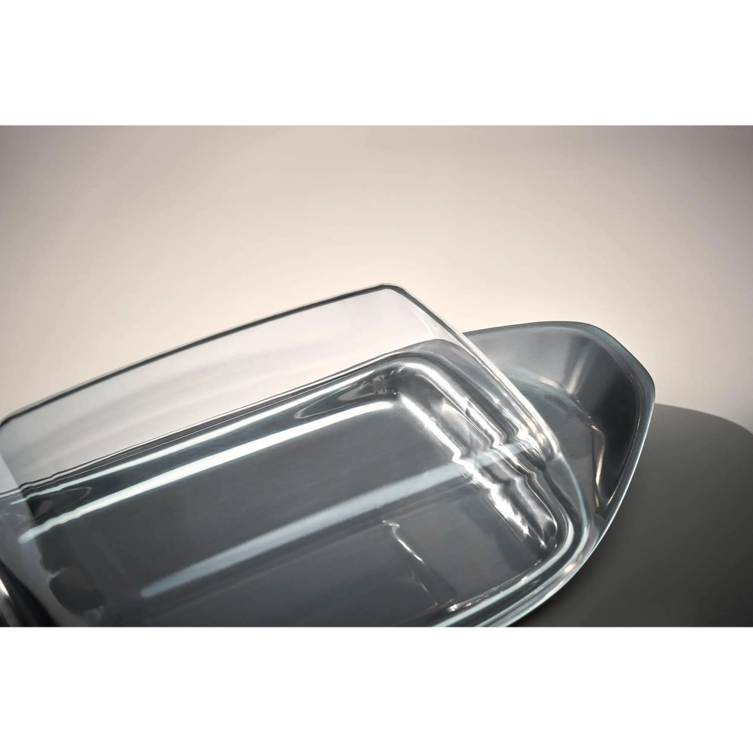 WMF Wagenfeld stainless steel butter dish with transparent plastic cover