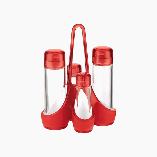 Transparent / Red Vintage Cruet Set Red