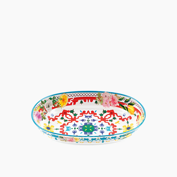 Flower & Lemon Oval Rice Bowl 32.5 x 23 x 7 cm Assorted Colour