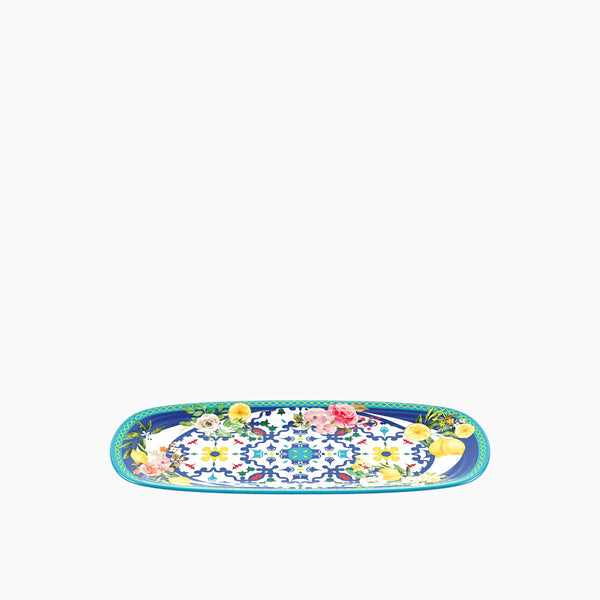 Flower & Lemon Small Rectangular Serving Tray 39.5x16.5xh2.5 Assorted Colour