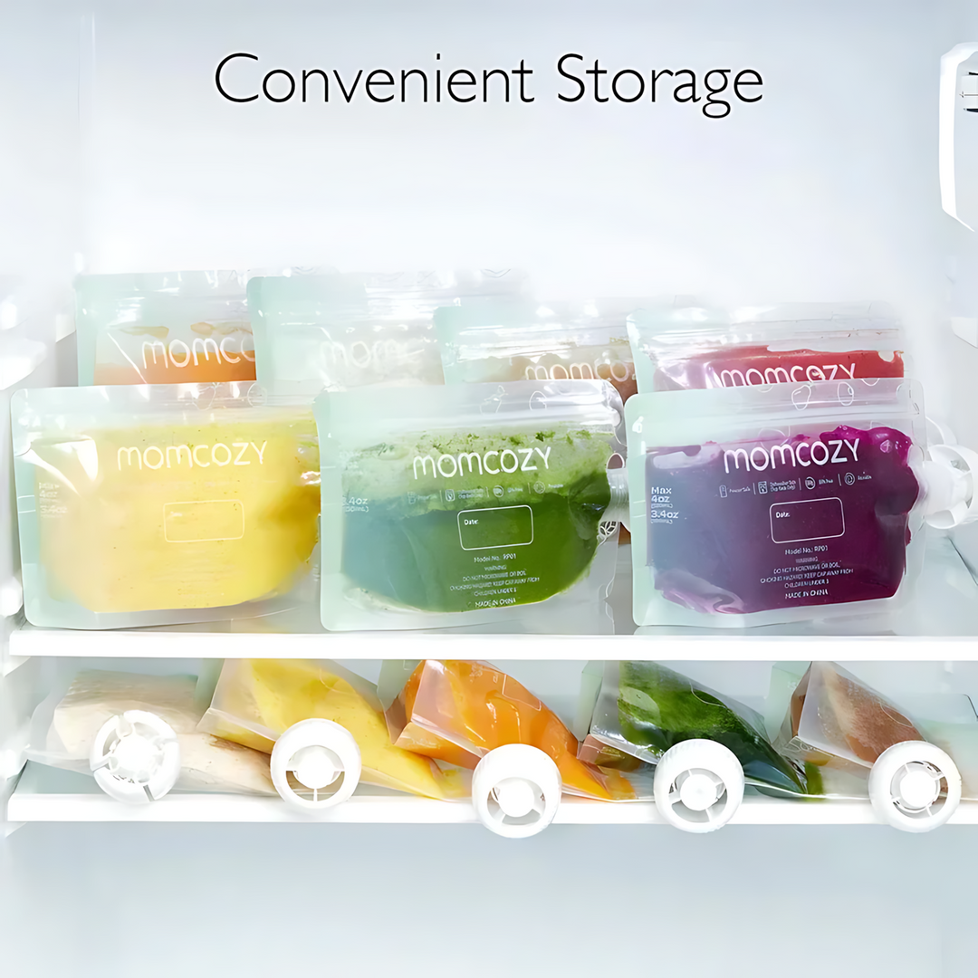 Momcozy 10 reusable baby food pouches, 100ML capacity