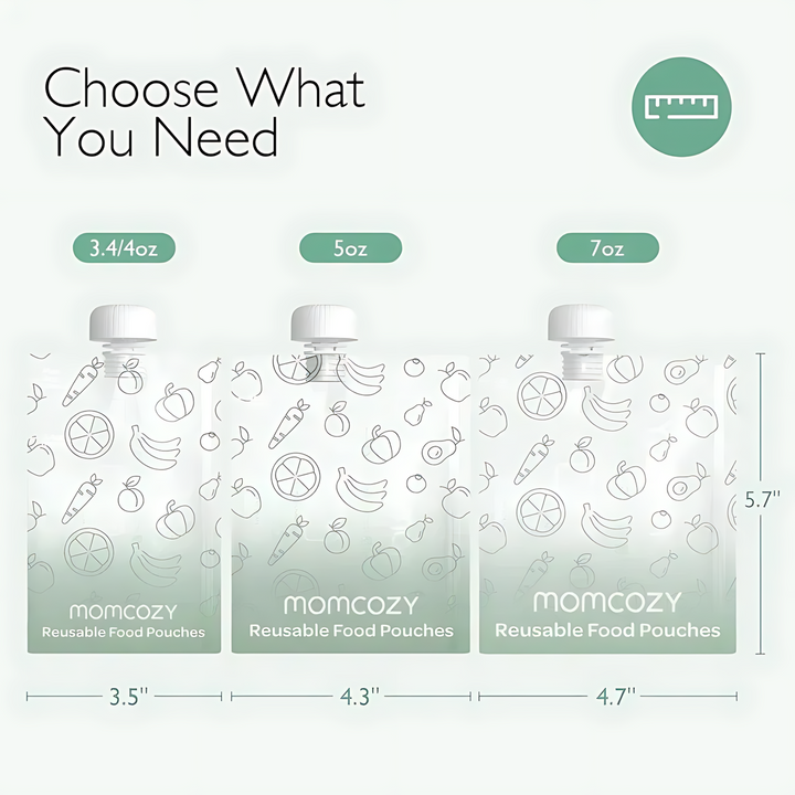 Momcozy 10 reusable baby food pouches, 100ML capacity