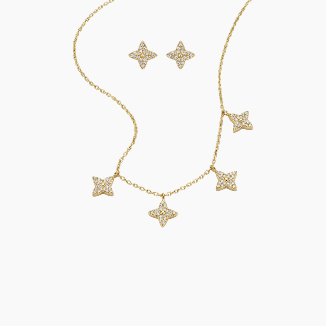 Soul Jewelry Gold floral charm choker set