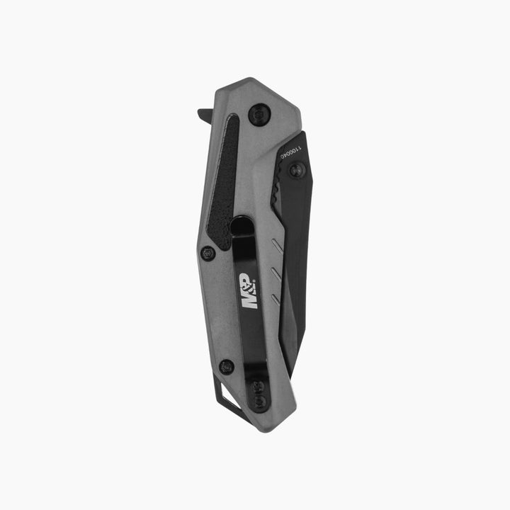 Smith &amp; Wesson M&amp;P M2.0 Ultra Drop Point folding knife with rubberized aluminum handle.