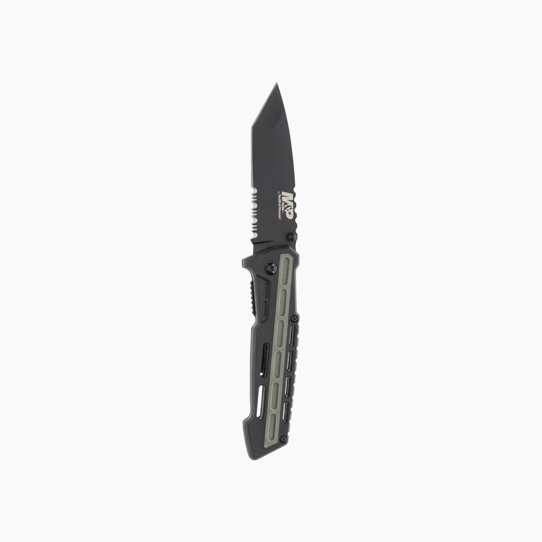 Smith &amp; Wesson M&amp;P Ar Overmold Tanto folding knife with black oxide blade