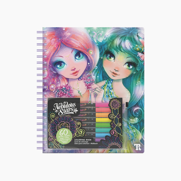 Nebulous Stars Large Coloring Book - Black Pages
