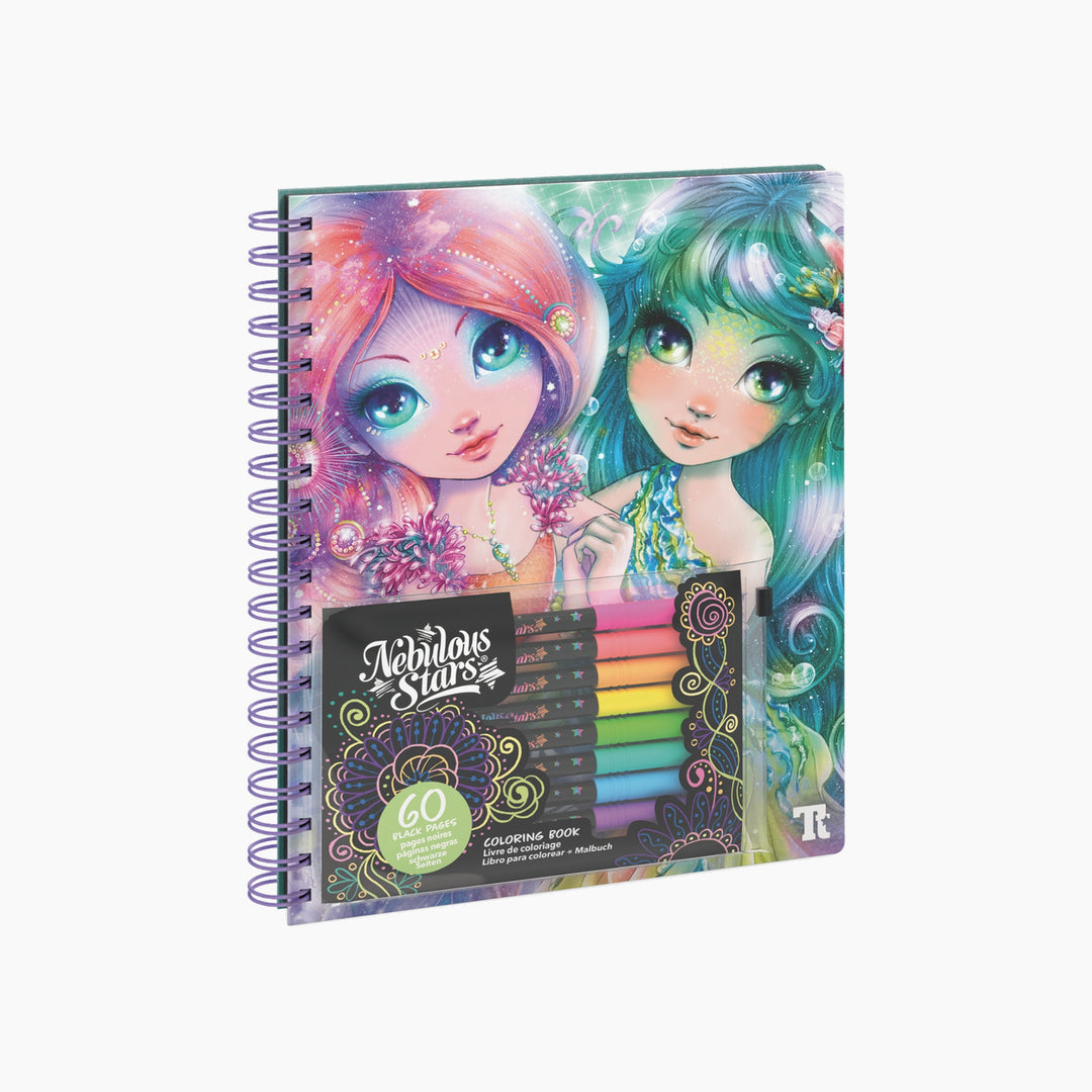 Nebulous Stars Large Coloring Book - Black Pages