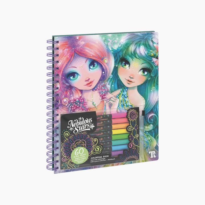 Nebulous Stars Large Coloring Book - Black Pages