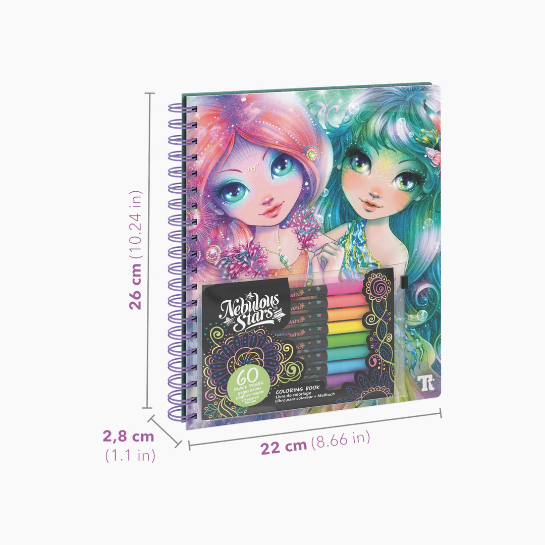 Nebulous Stars Large Coloring Book - Black Pages