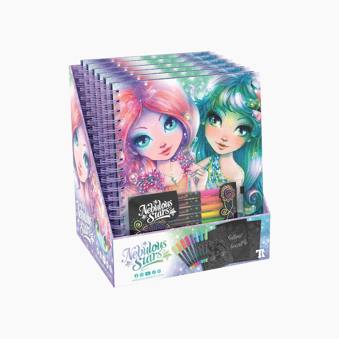 Nebulous Stars Large Coloring Book - Black Pages