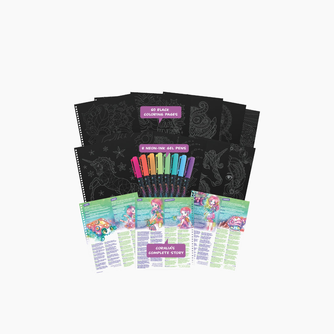 Nebulous Stars Large Coloring Book - Black Pages