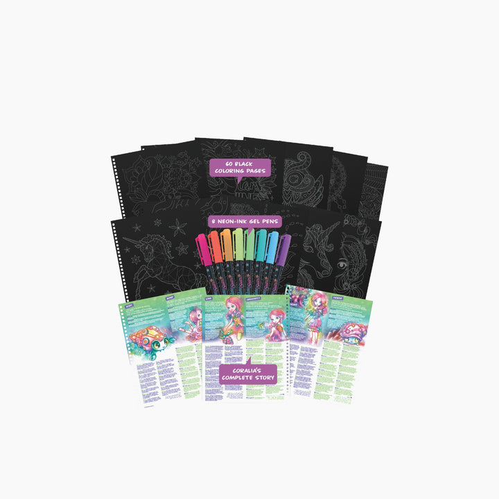Nebulous Stars Large Coloring Book - Black Pages