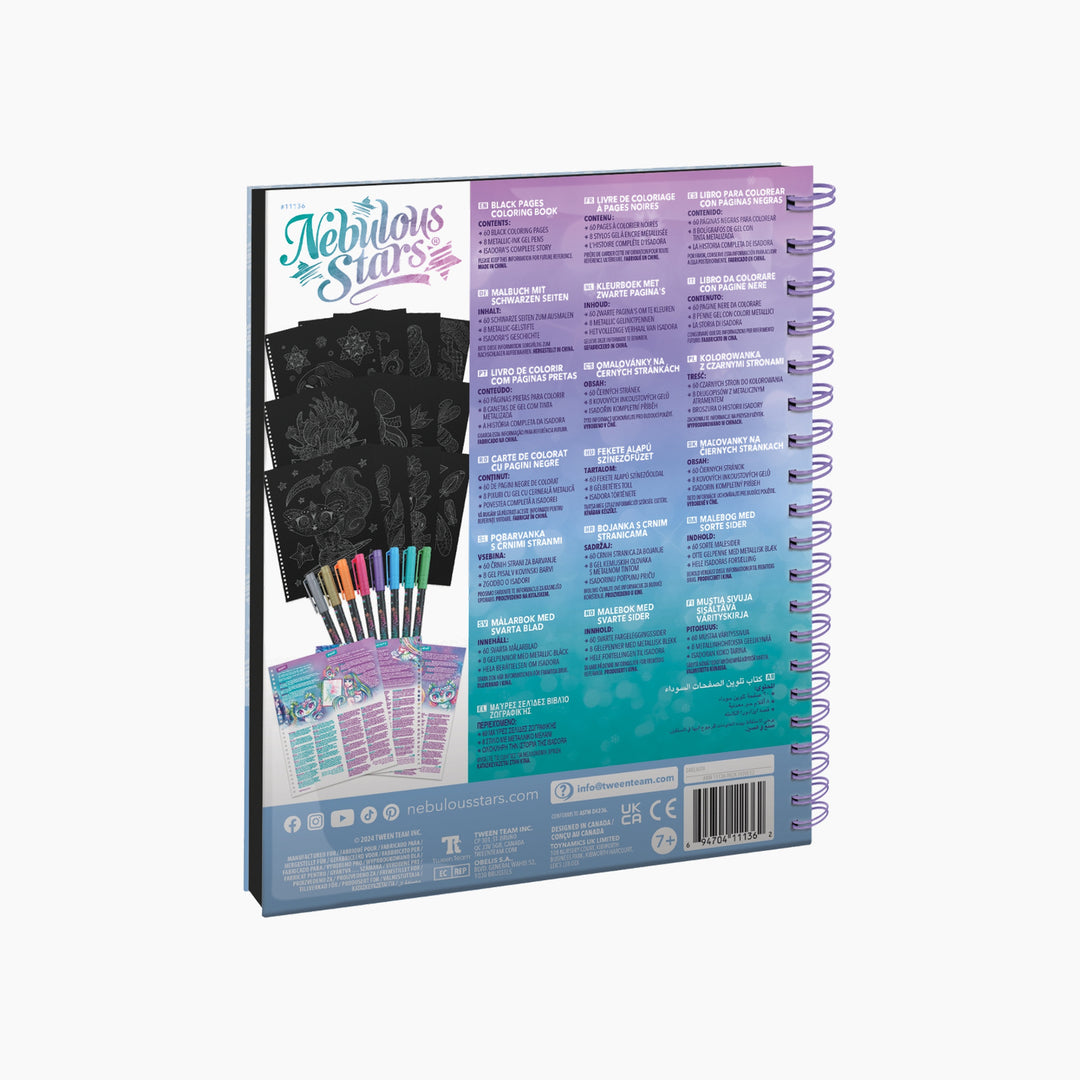 Nebulous Stars Isadora Black Pages Coloring Book with Metallic Pens