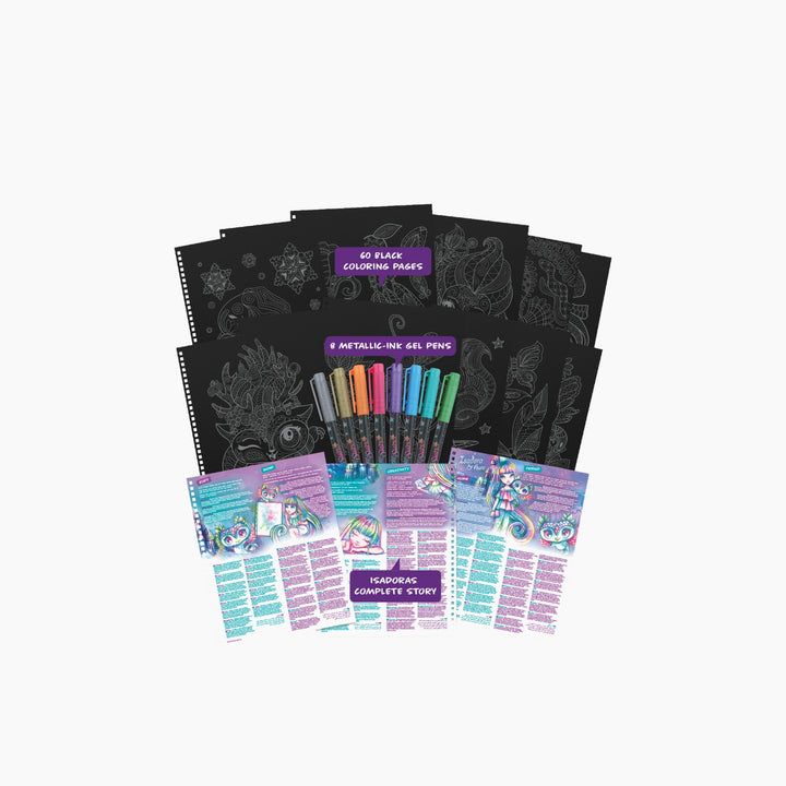 Nebulous Stars Isadora Black Pages Coloring Book with Metallic Pens