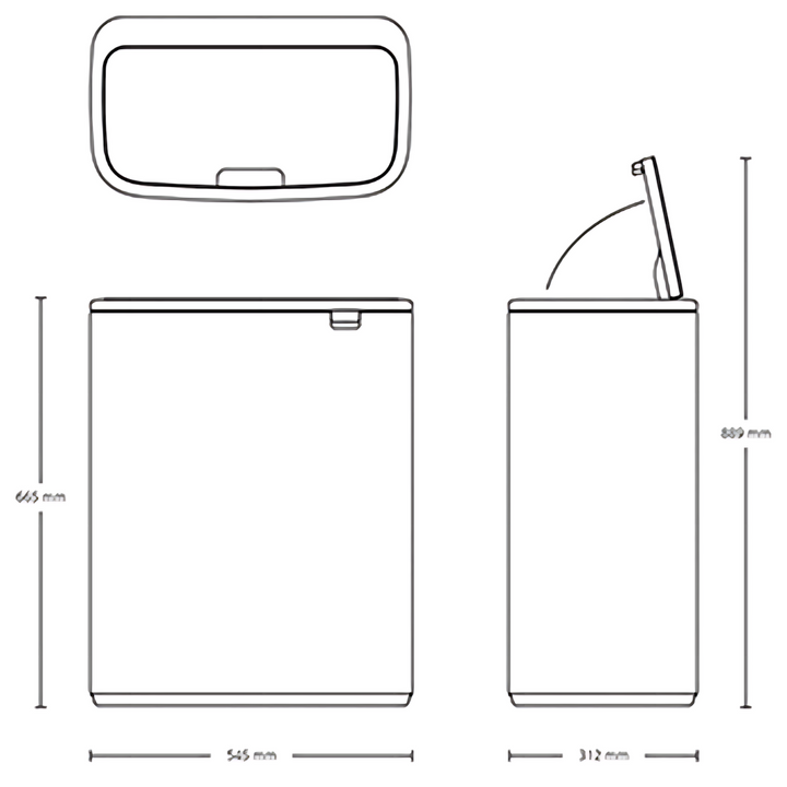 Brabantia Bo Touch Bin 60 Liter trash can with soft-touch opening