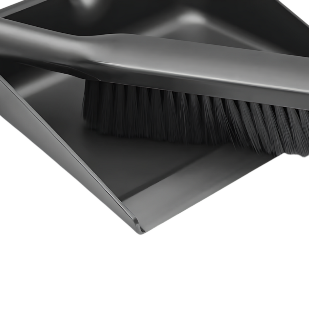 Brabantia dark grey dustpan and brush set made from recycled plastic