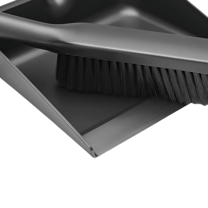 Brabantia dark grey dustpan and brush set made from recycled plastic