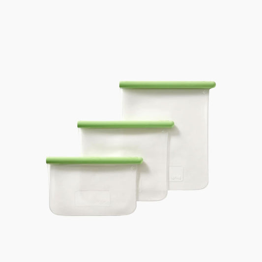 Lekue Reusable Flat Silicone Food Bag Set of 3 Pieces Transparent