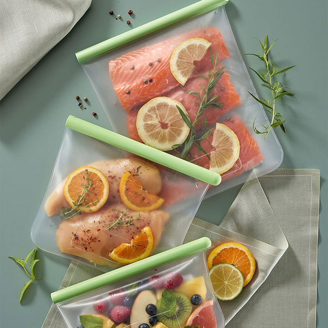 Lekue Reusable Flat Silicone Food Bag Set Food Bags