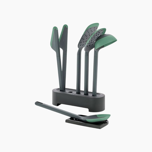 Lekue Non Scratch Cooking Utensil Set of 5 Pieces Grey with Green