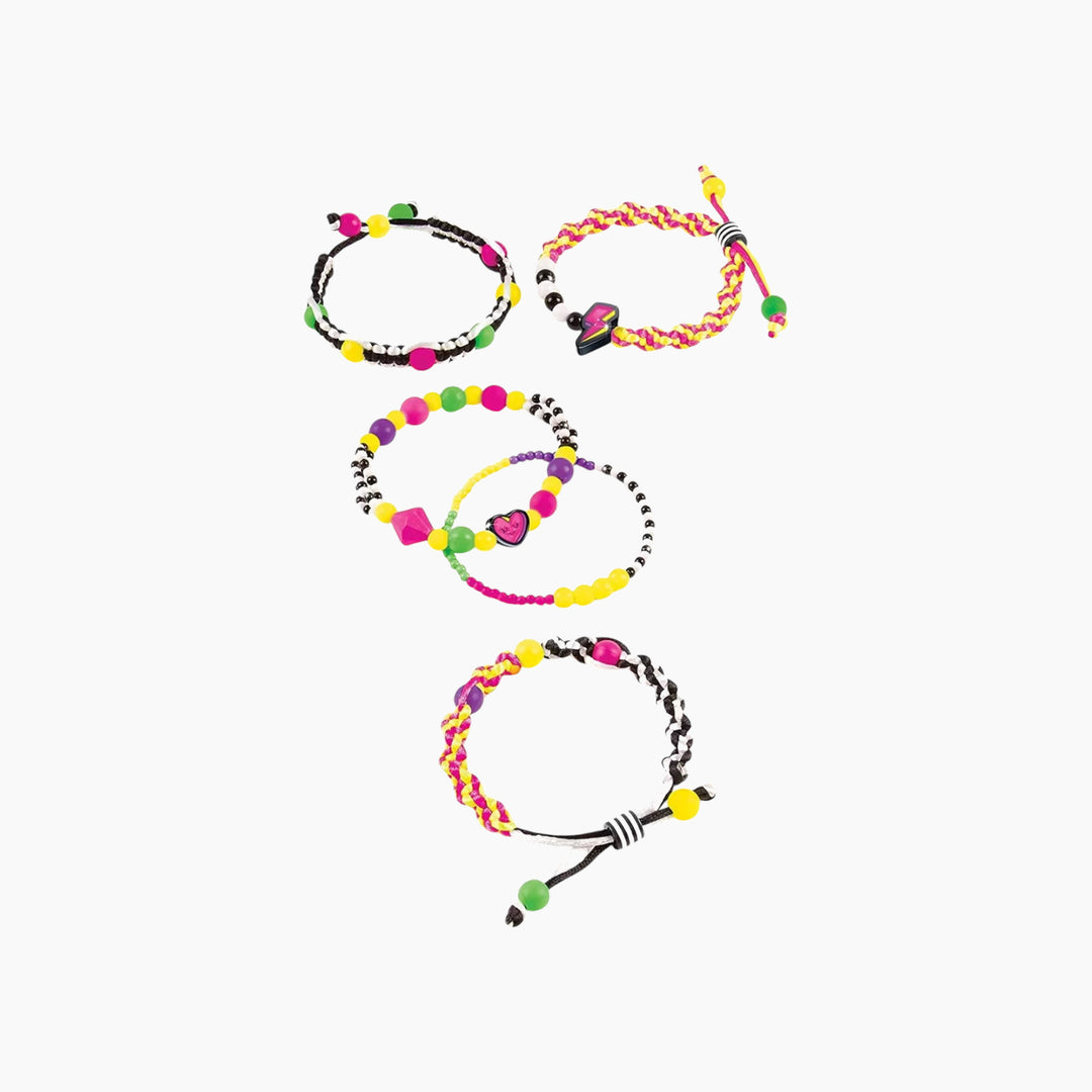 MAKE IT REAL Retro Neon Black And White Bracelets- 175 Pcs