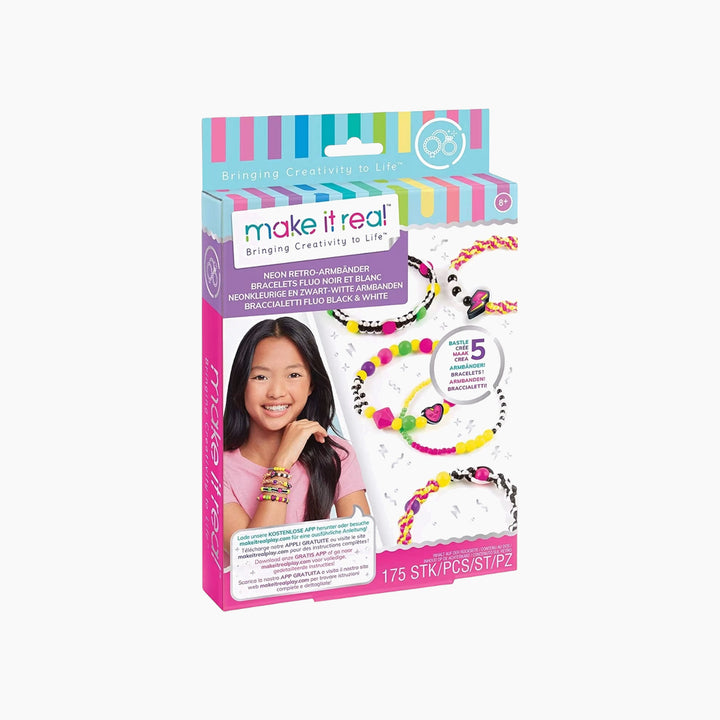 MAKE IT REAL Retro Neon Black And White Bracelets- 175 Pcs