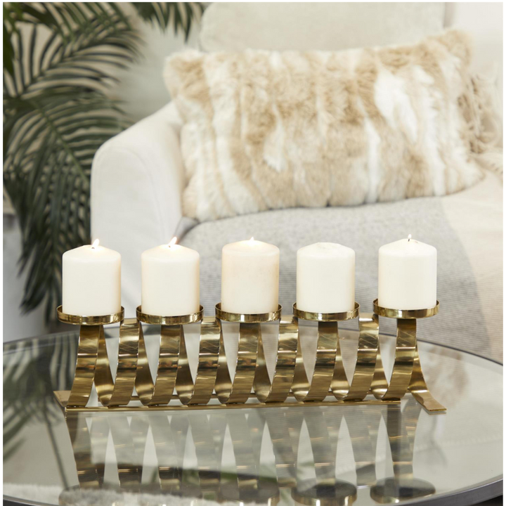 Gold aluminum candle holder