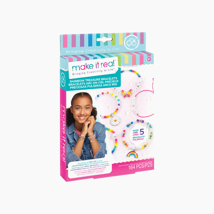 MAKE IT REAL Rainbow Treasure Bracelets craft kit with 11,000+ rubber bands