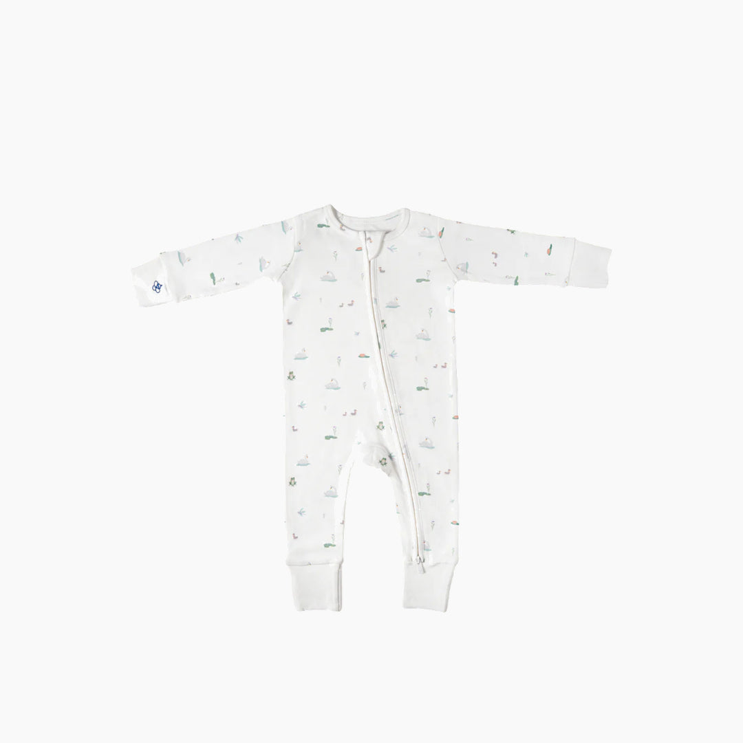 Cotton sleepsuit with graceful swans design
