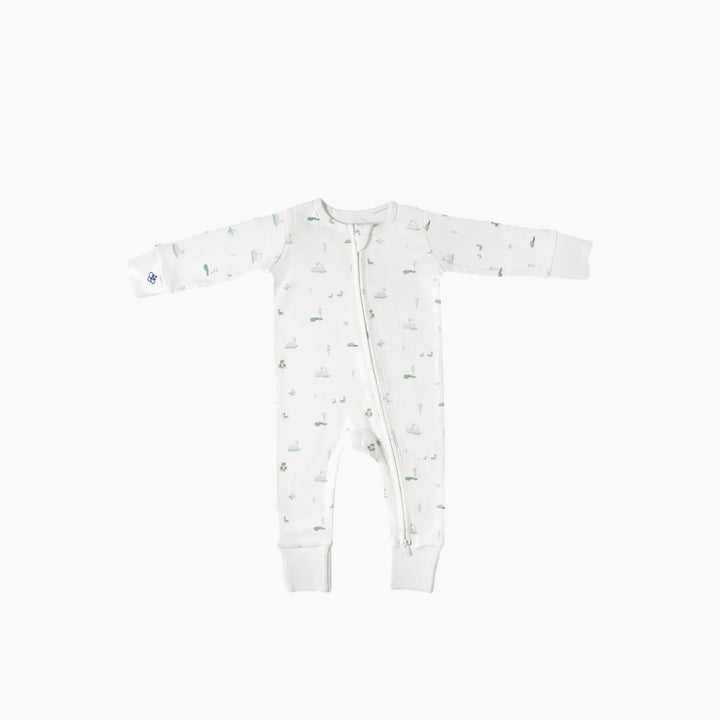 Cotton sleepsuit with graceful swans design