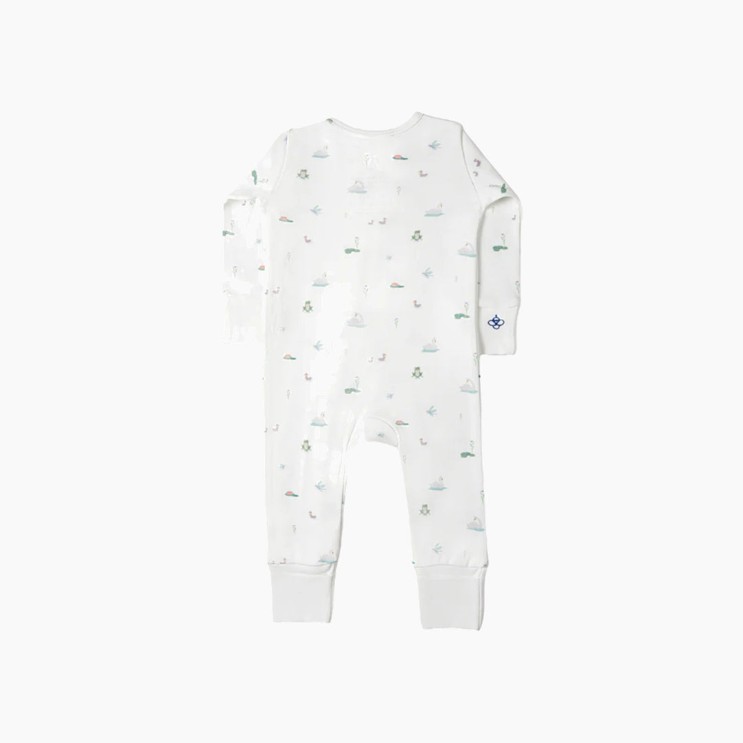 Cotton sleepsuit with graceful swans, size 3–6M