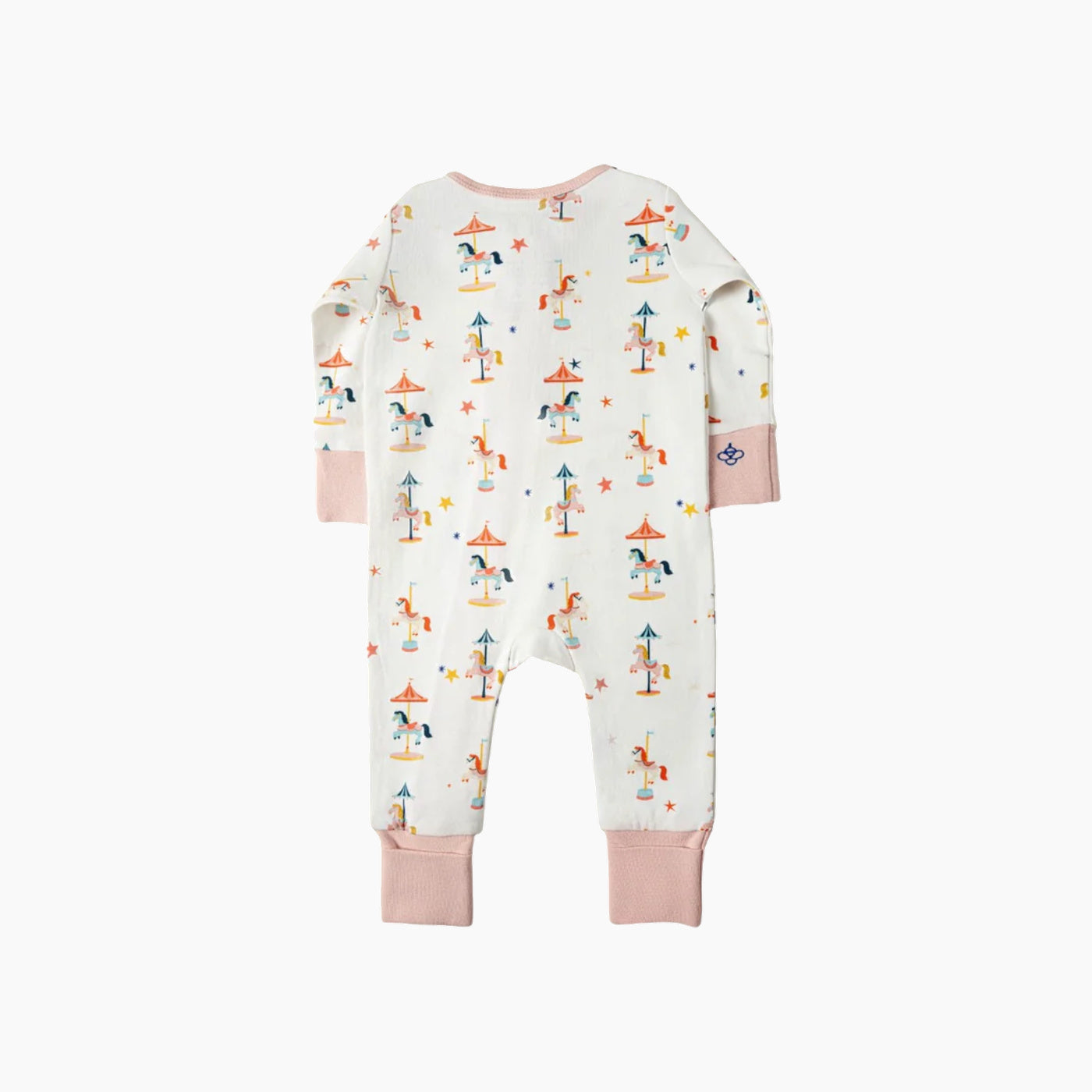 Snugbeenightwear cotton sleepsuit featuring a whimsical carousel