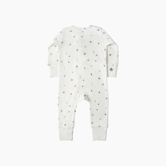 Snugbeenightwear cotton sleepsuit featuring cheerful bees buzzing