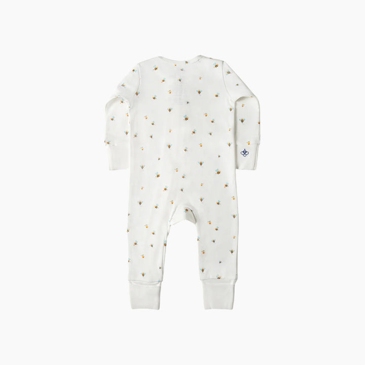 Organic cotton sleepsuit with cheerful bees pattern, size 3–6 months