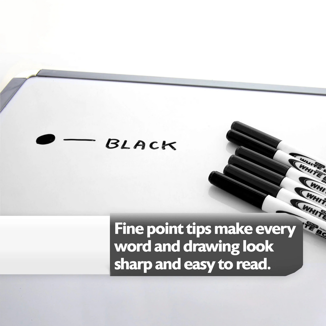 Bazic Black Fine Tip Dry-Erase Markers 12-Count Box