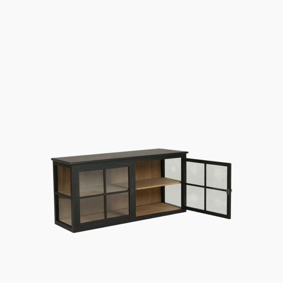 Splendido Home Furniture Black Glass Display Cabinet