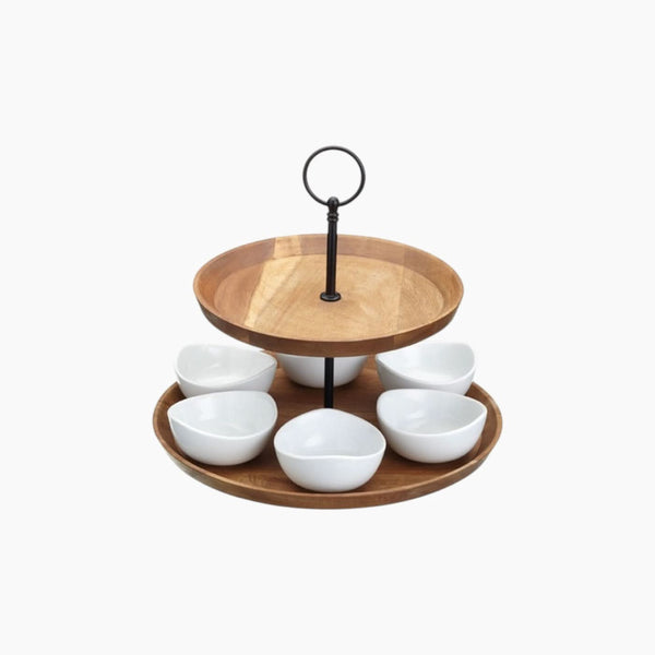 حامل خشبي مع 6 أوعية