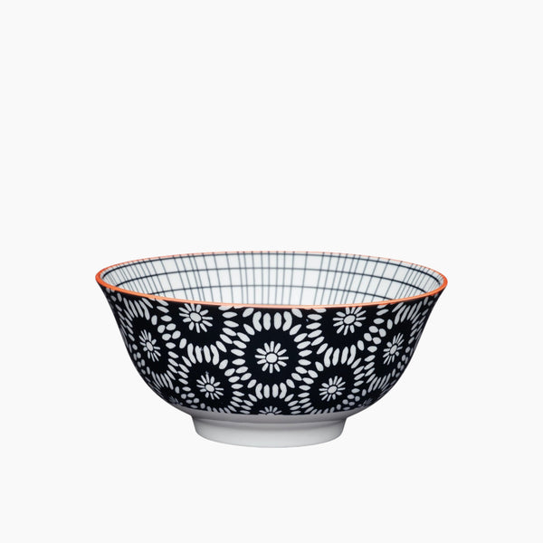 Bowl Floral Dia 15.7cm Black