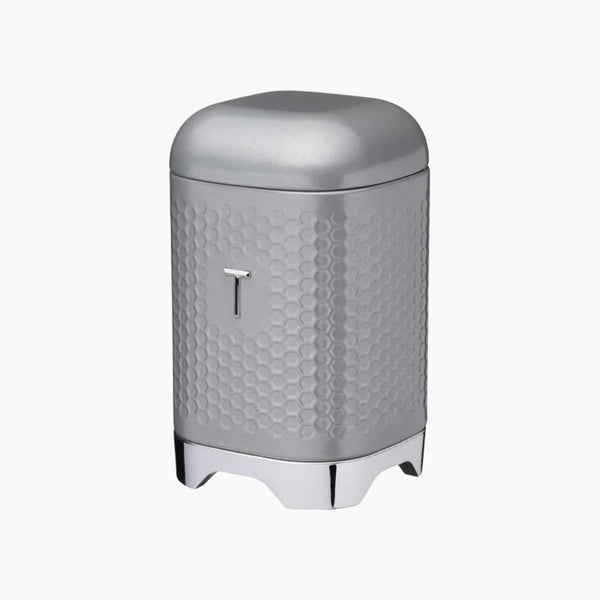 Tea Canister with Geometric Hexagon Pattern Grey