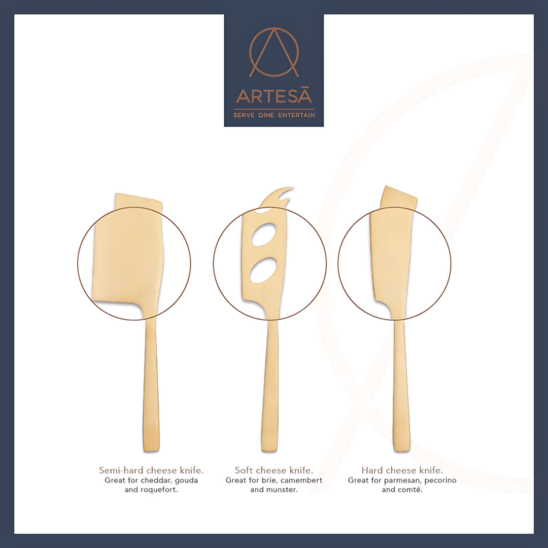 KitchenCraft set of 3 brass-colored cheese knives