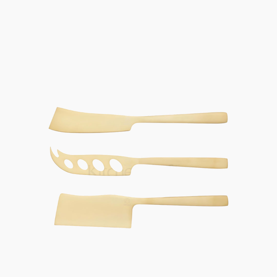 KitchenCraft set of 3 brass-colored stainless steel cheese knives