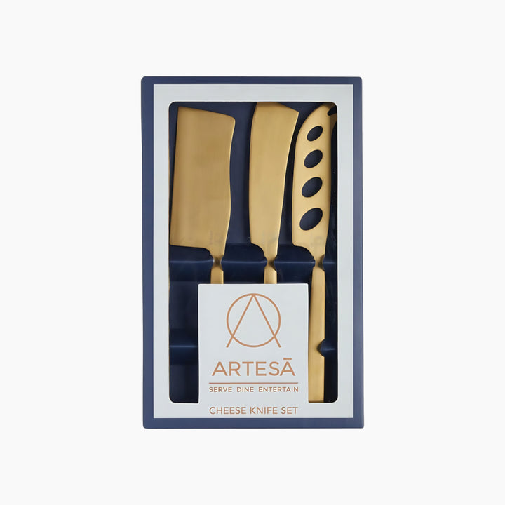 KitchenCraft set of 3 brass-colored cheese knives