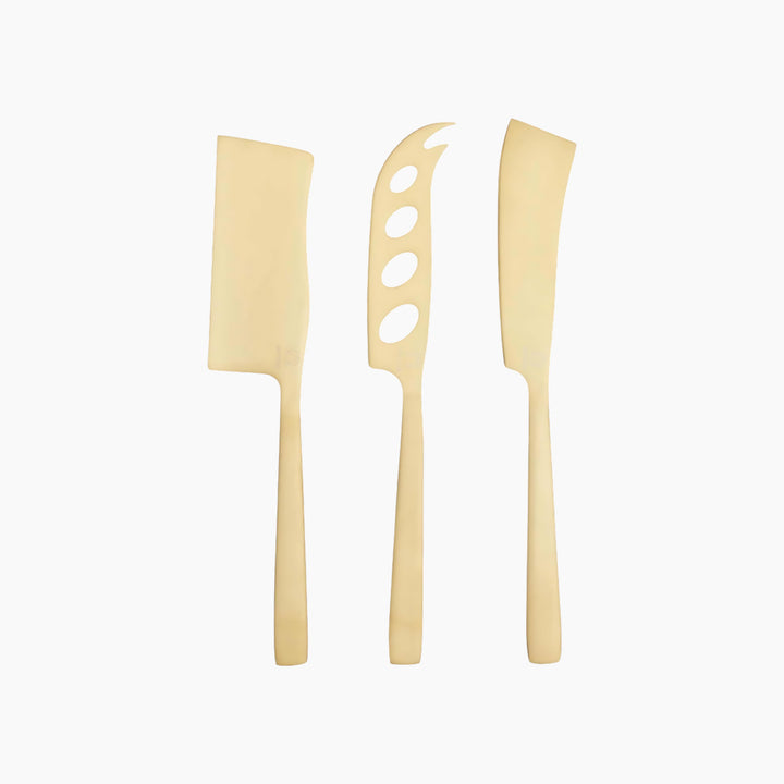 KitchenCraft set of 3 brass-colored cheese knives