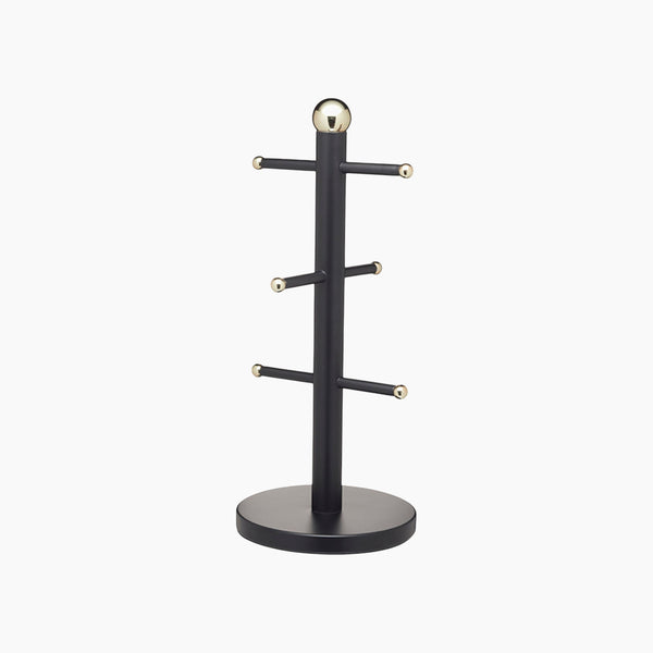 Mug Tree Black & Brass Finish