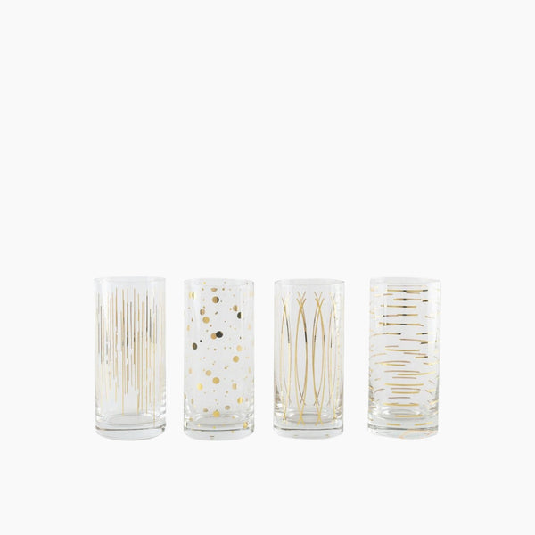 Mikasa Cheers High Ball Glasses 414ml Gold Set of 4 Pieces