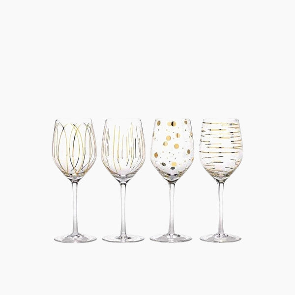 Mikasa Cheers Wine Glasses 414ml Gold Set of 4 Pieces