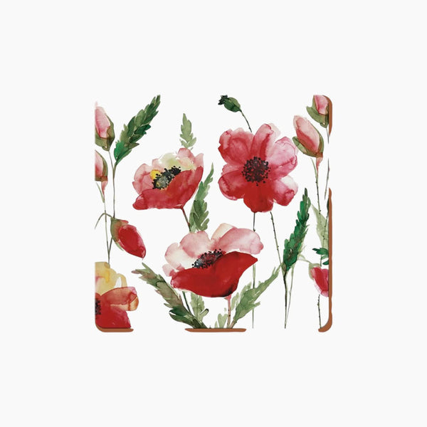 مجموعة من 6 قطع من قواعد الأكواب الفاخرة بنقشة الخشخاش المائية