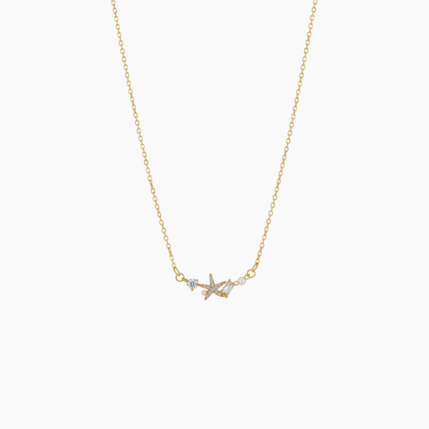 Soul Jewelry Gold starfish pearl necklace