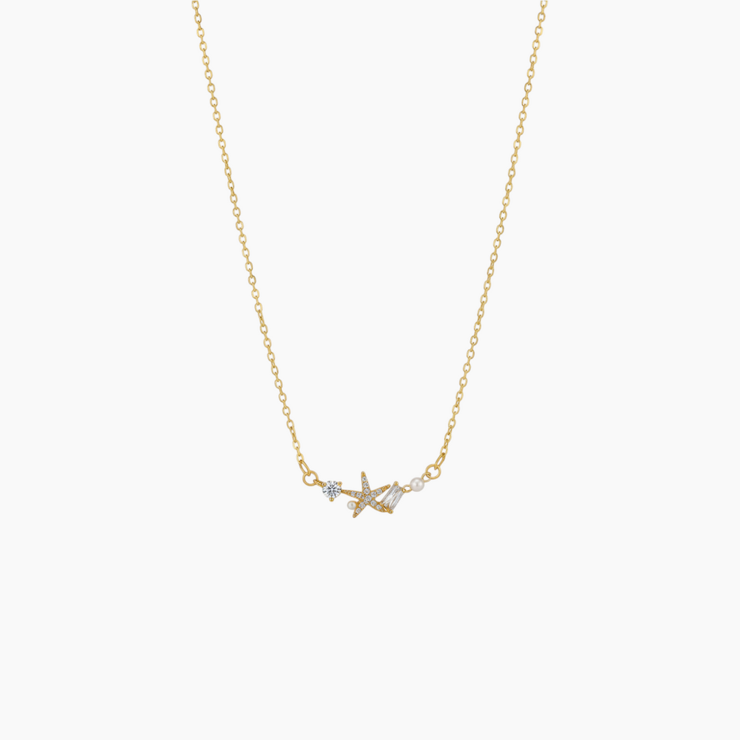 Soul Jewelry Gold starfish pearl necklace