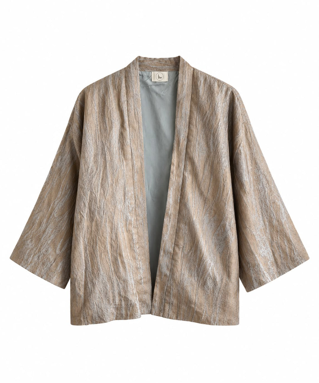 Golden Earthy Blue Jacquard Kimono Jacket